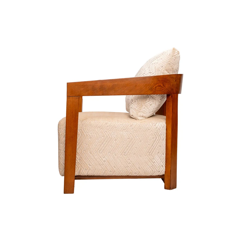 CH-13 LOUNGE CHAIR - White & Brown