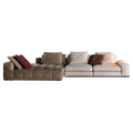 Bey.LS-05 L-Shape Sofa-Beige&Brown