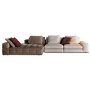 Bey.LS-05 L-Shape Sofa-Beige&Brown