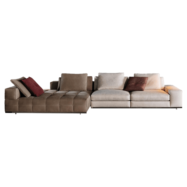 Bey.LS-05 L-Shape Sofa-Beige&Brown