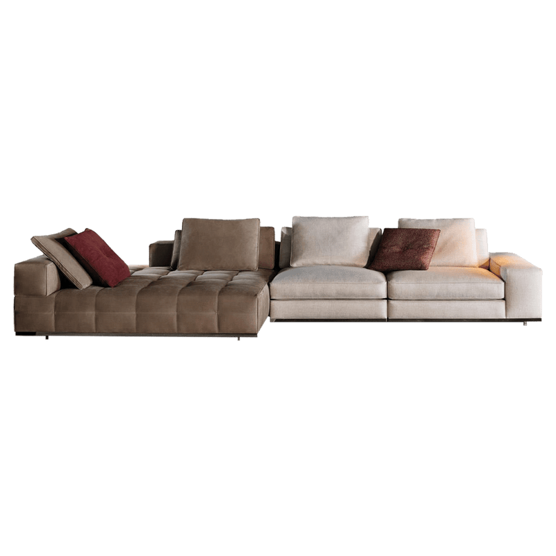 Bey.LS-05 L-Shape Sofa-Beige&Brown